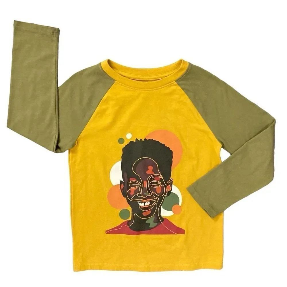 Black History Month Boy’s Abstract Black Boy Colorblock Long Sleeve Tee 6/7